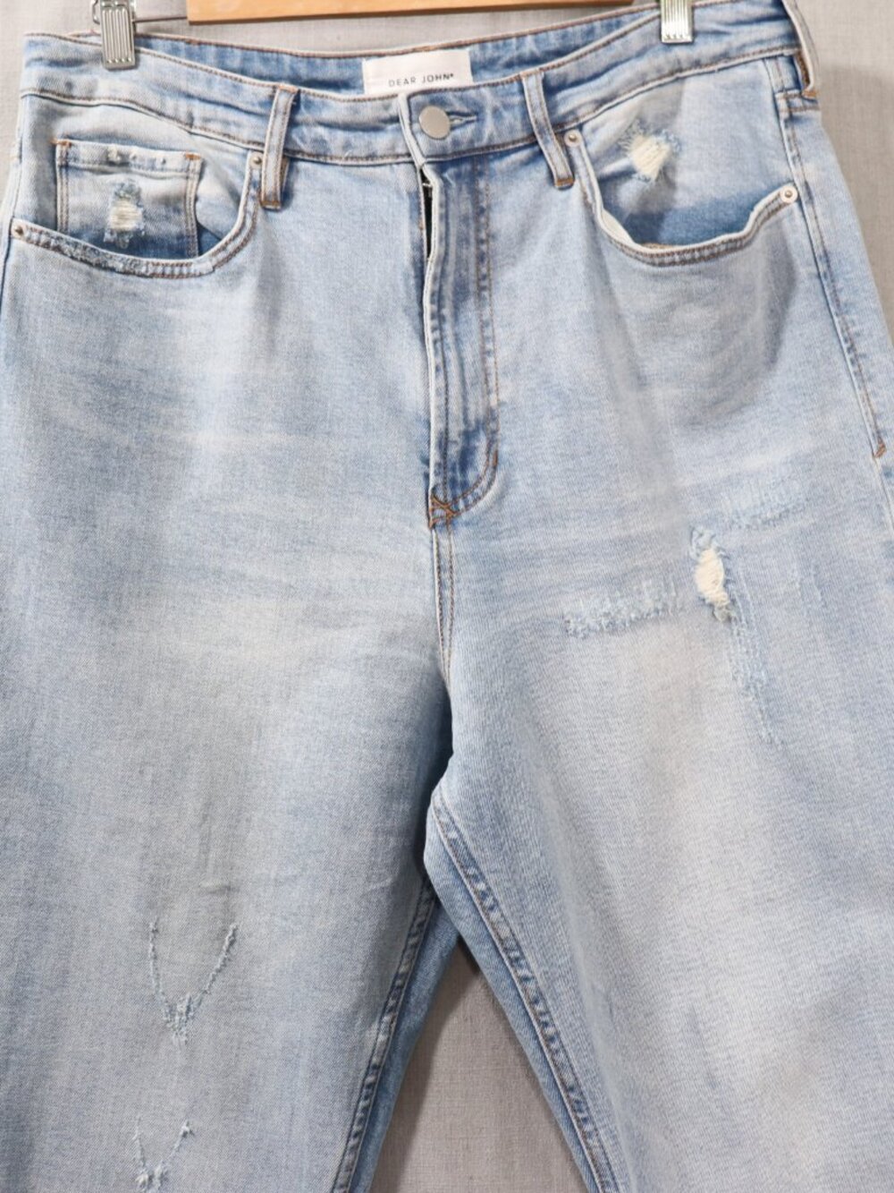 Dear John High Waisted Distressed Jean Women 31 - 12 Light Wash Comfort Stretch - Picture 5 of 16